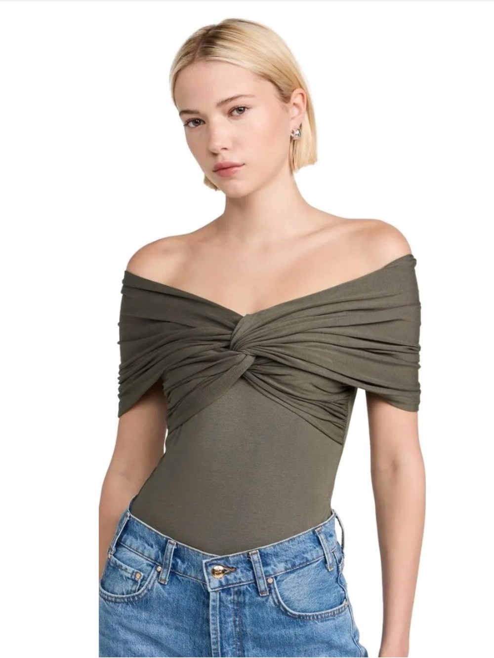 Favorite Daughter Off-Shoulder Twist front Top - Black